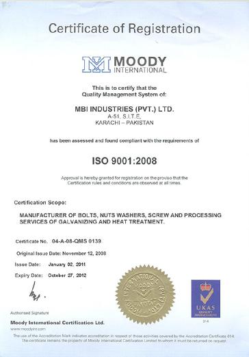 MBI Industries ISO Certification